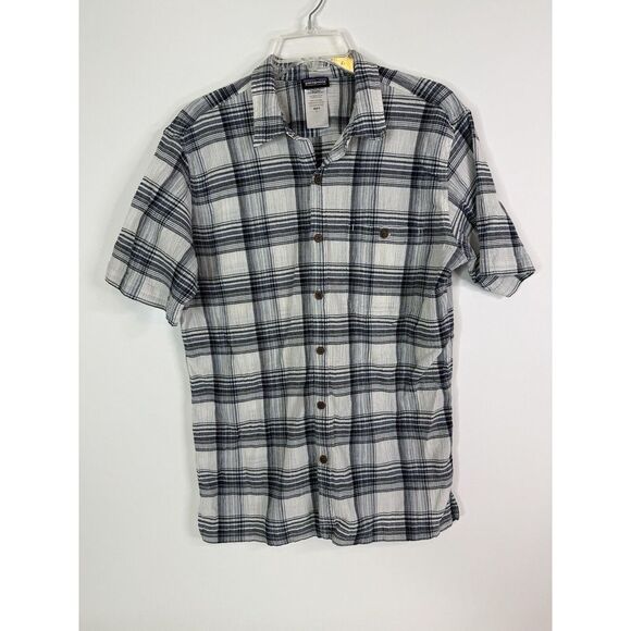 Patagonia‎ Shirt Men's Large Organic Cotton Button Up Short Sleeve Plaid - Picture 1 of 6